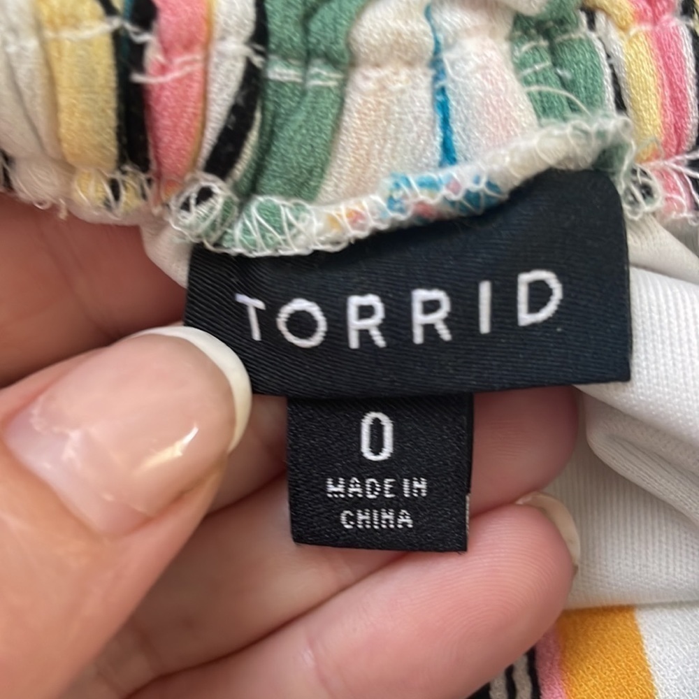 Torrid Multi Stripe Off-Shoulder cropped Gauze Top size large crop top - Picture 8 of 10